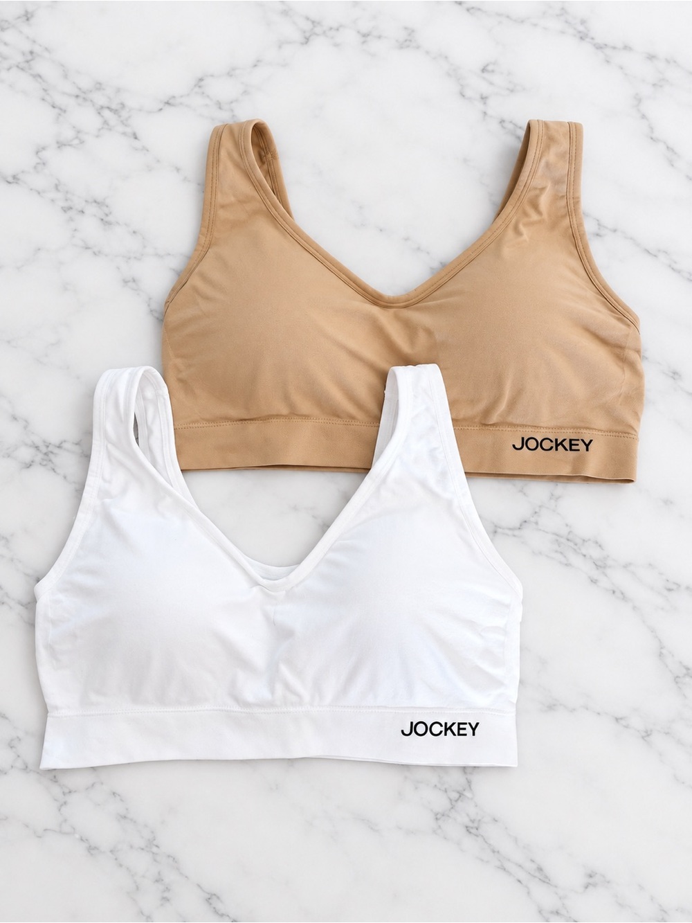 Jockey Women's Seamless V-Neck Comfort Bras - White & Nude XL